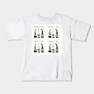 Christmas Gnomes Wearing Face Masks. Merry and Safe Kids T-Shirt